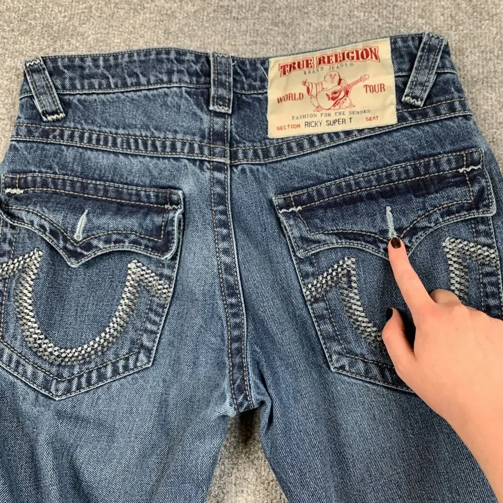 True Religion Jeans Men 32 Ricky Straight Fit Super T Stretch Cotton Denim *READ